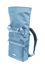 Mochila abierta de foto azul Vanguard Veo Flex 47M BL, frontal derecho