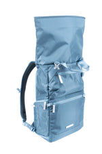 Mochila abierta de foto azul Vanguard Veo Flex 47M BL, frontal izquierdo