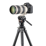 Trípode de aluminio Alta Pro 3VL 264AV14 con cámara de fotos DSLR