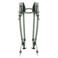 Vista completa del arnés doble Vanguard PRO 2N1 STRAP, verde, extendido