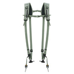Vista completa del arnés doble Vanguard PRO 2N1 STRAP, verde, extendido