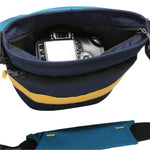 Interior con cámara de la bolsa para cámara azul Vanguard Sydney II 15BL