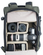 Configuración de cámara parcial de la mochila y bolsa verde Vanguard Veo Select 41GR